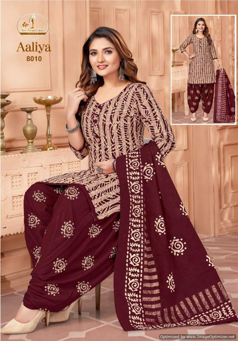 Aaliya Vol 8 By Miss World Pure Cotton Printed Dress Material Wholesale Shop In Surat